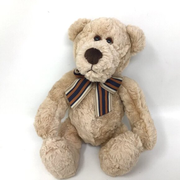 Gund Bearsnickles 2464 Plush Bear 12" Tan Striped Bow  Beanie - Picture 1 of 6